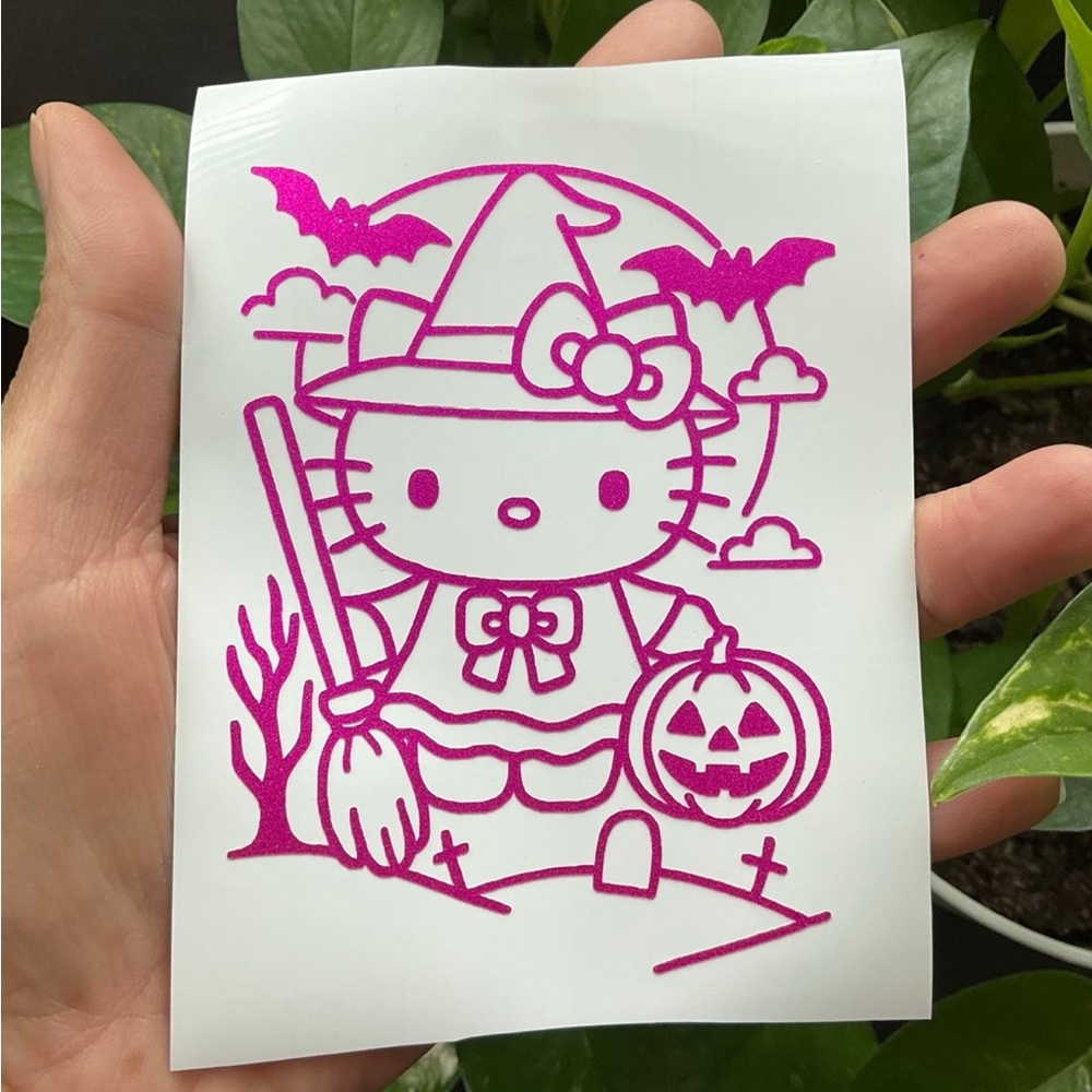 Halloween Hello Kitty Inspired Vinyl Car Decal Sticker H 4” x W 3”